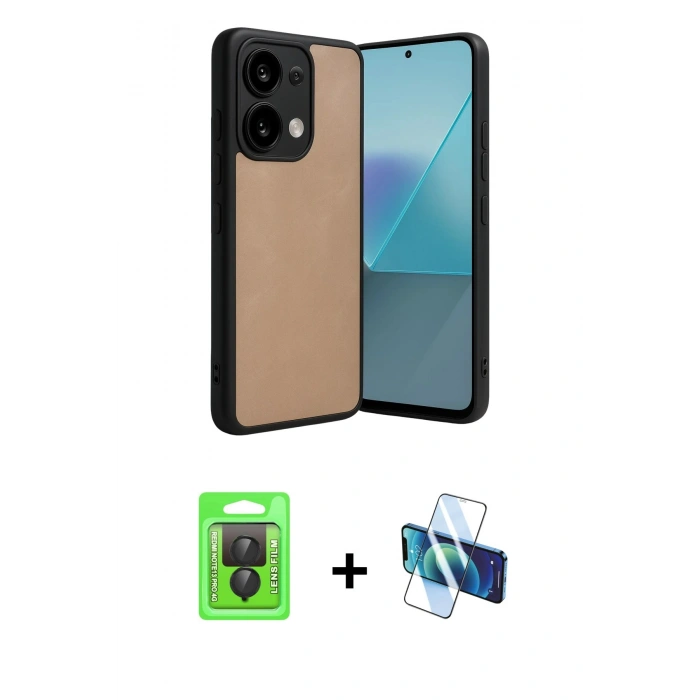 MARSİLYAN™- Redmi Note 13 Pro 4G Kılıf Kıvılcım Işık Serisi - Siyah 3D Antistatik Seramik Nano Ekran Koruyucu + Raze Metal Kamera Lens - SH