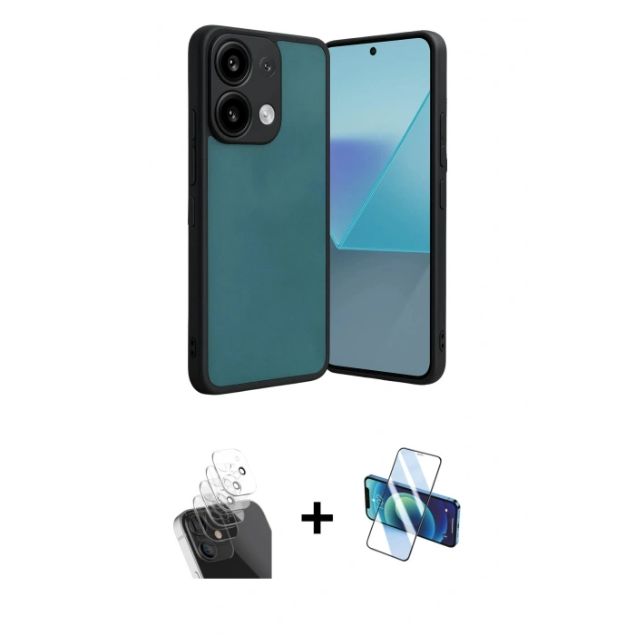 MARSİLYAN™- Redmi Note 13 Pro 4G Kılıf Kıvılcım Işık Serisi - Siyah 3D Antistatik Seramik Nano Ekran Koruyucu + Şeffaf Kamera Lens Koruma Cam