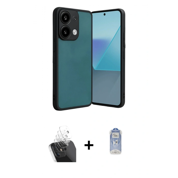 MARSİLYAN™- Redmi Note 13 Pro 4G Kılıf Kıvılcım Işık Serisi - Siyah Joko Magic 5D Cam + Kamera Lens Koruma Cam - SF