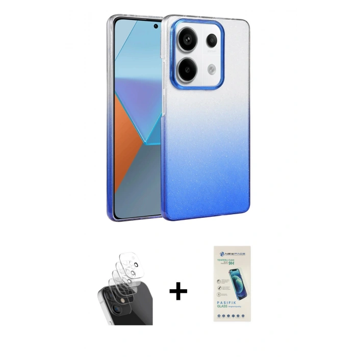 MARSİLYAN™- Redmi Note 13 Pro 4G Kılıf Kıvılcım Minimal Özel Seri - Şeffaf Pasifik Cam Ekran Koruyucu + Kamera Lens Koruma Cam - SF
