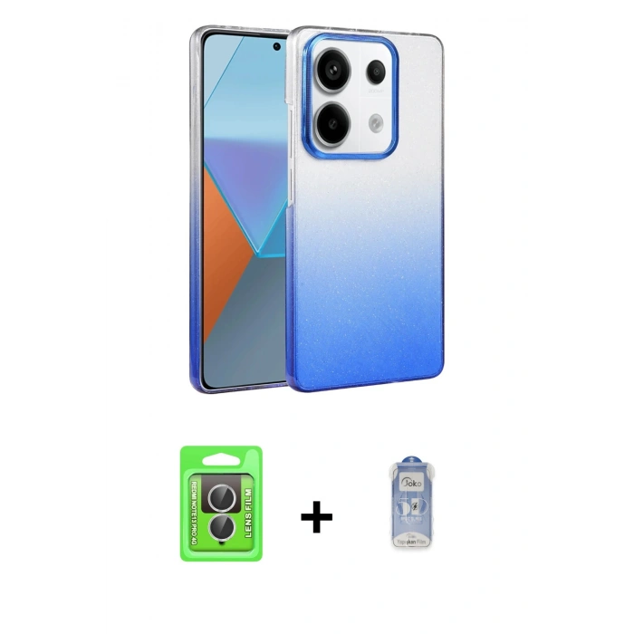 MARSİLYAN™- Redmi Note 13 Pro 4G Kılıf Kıvılcım Minimal Özel Seri - Siyah Joko Magic 5D Cam + Raze Metal Kamera Lens - GS