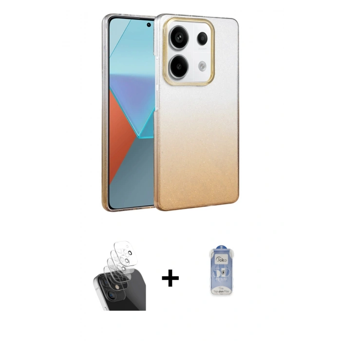 MARSİLYAN™- Redmi Note 13 Pro 4G Kılıf Kıvılcım Minimal Özel Seri - Siyah Joko Magic 5D Cam + Kamera Lens Koruma Cam - SF