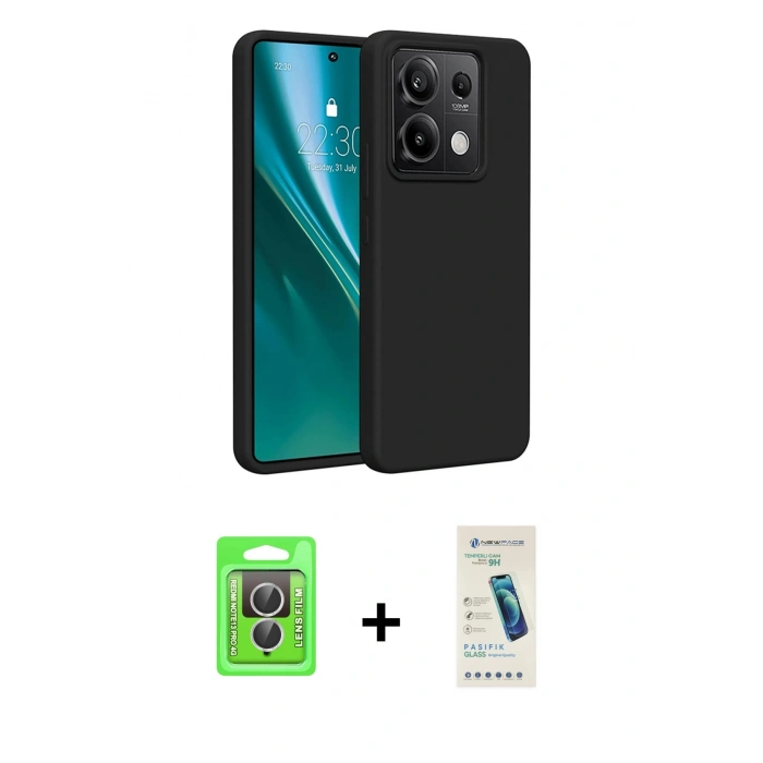 MARSİLYAN™- Redmi Note 13 Pro 4G Kılıf Kozmos Yansıma Özel Seri - Şeffaf Pasifik Cam Ekran Koruyucu + Raze Metal Kamera Lens - GS