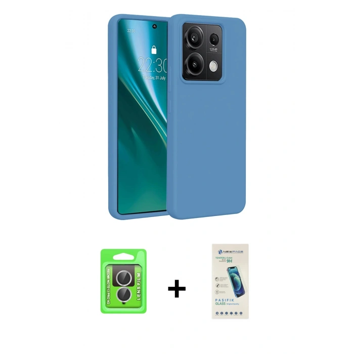 MARSİLYAN™- Redmi Note 13 Pro 4G Kılıf Kozmos Yansıma Özel Seri - Şeffaf Pasifik Cam Ekran Koruyucu + Raze Metal Kamera Lens - GS