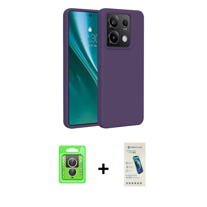 MARSİLYAN™- Redmi Note 13 Pro 4G Kılıf Kozmos Yansıma Özel Seri - Şeffaf Pasifik Cam Ekran Koruyucu + Raze Metal Kamera Lens - GS