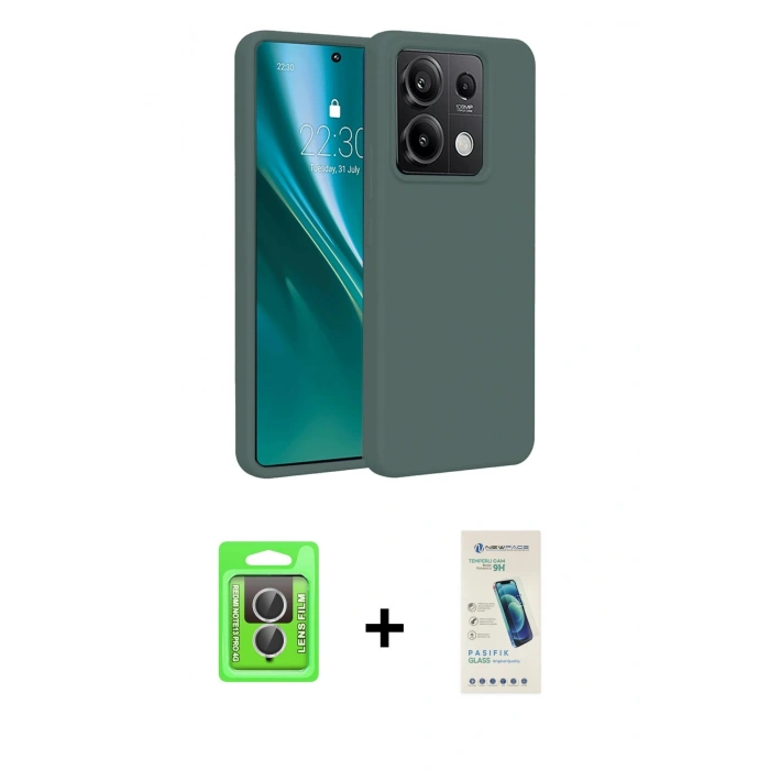 MARSİLYAN™- Redmi Note 13 Pro 4G Kılıf Kozmos Yansıma Özel Seri - Şeffaf Pasifik Cam Ekran Koruyucu + Raze Metal Kamera Lens - GS