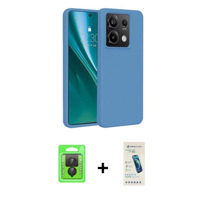 MARSİLYAN™- Redmi Note 13 Pro 4G Kılıf Kozmos Yansıma Özel Seri - Şeffaf Pasifik Cam Ekran Koruyucu + Raze Metal Kamera Lens - SH