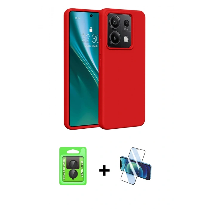 MARSİLYAN™- Redmi Note 13 Pro 4G Kılıf Kozmos Yansıma Özel Seri - Siyah 3D Antistatik Cam Ekran Koruyucu + Raze Metal Kamera Lens - SH