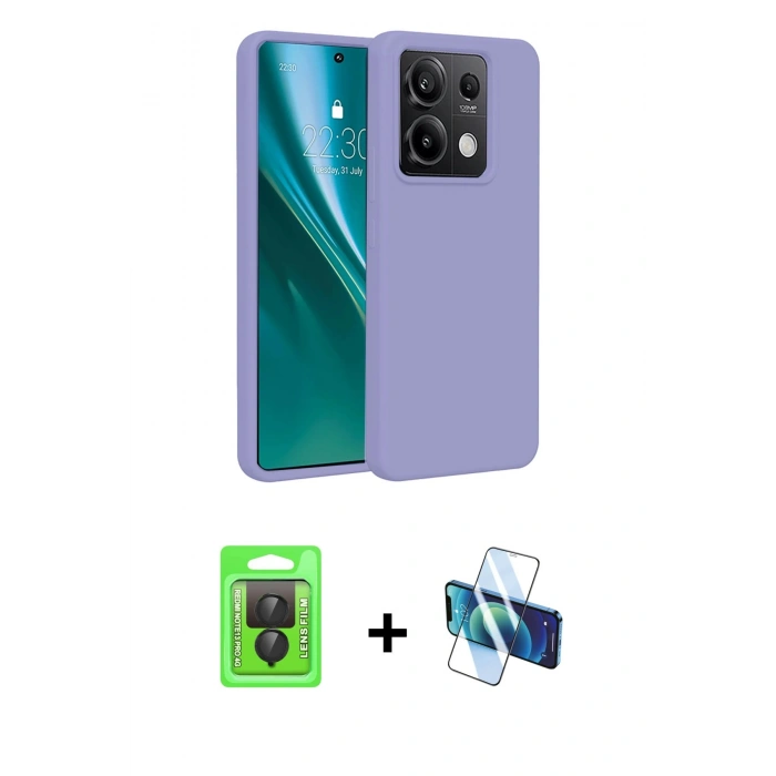 MARSİLYAN™- Redmi Note 13 Pro 4G Kılıf Kozmos Yansıma Özel Seri - Siyah 3D Antistatik Cam Ekran Koruyucu + Raze Metal Kamera Lens - SH
