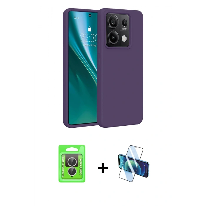 MARSİLYAN™- Redmi Note 13 Pro 4G Kılıf Kozmos Yansıma Özel Seri - Siyah 3D Antistatik Cam Ekran Koruyucu + Raze Metal Kamera Lens - GS