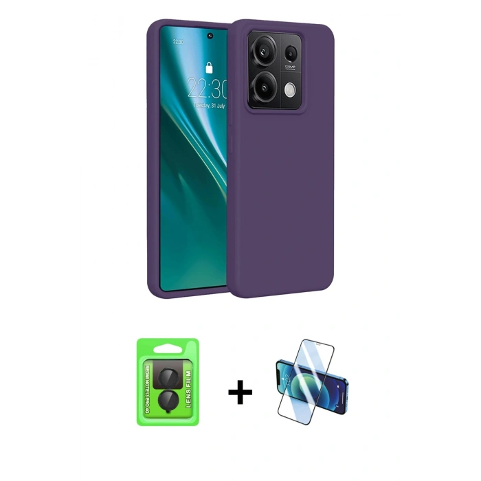 MARSİLYAN™- Redmi Note 13 Pro 4G Kılıf Kozmos Yansıma Özel Seri - Siyah 3D Antistatik Cam Ekran Koruyucu + Raze Metal Kamera Lens - SH