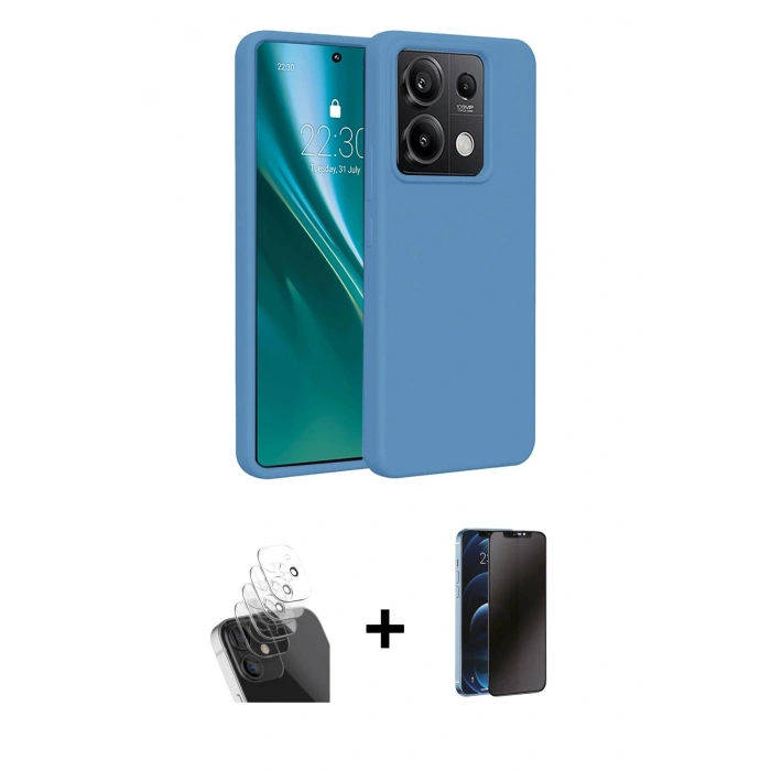 MARSİLYAN™- Redmi Note 13 Pro 4G Kılıf Kozmos Yansıma Özel Seri - Siyah 3D Antistatik Hayalet Cam Ekran Koruyucu + Kamera Lens Koruma Cam - SF