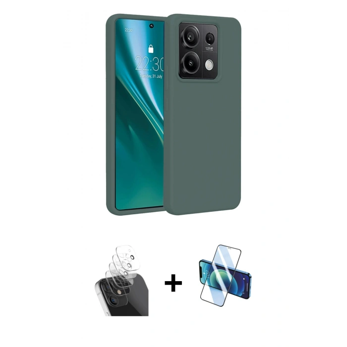 MARSİLYAN™- Redmi Note 13 Pro 4G Kılıf Kozmos Yansıma Özel Seri - Siyah 3D Antistatik Seramik Nano Ekran Koruyucu + Kamera Lens Koruma Cam - SF