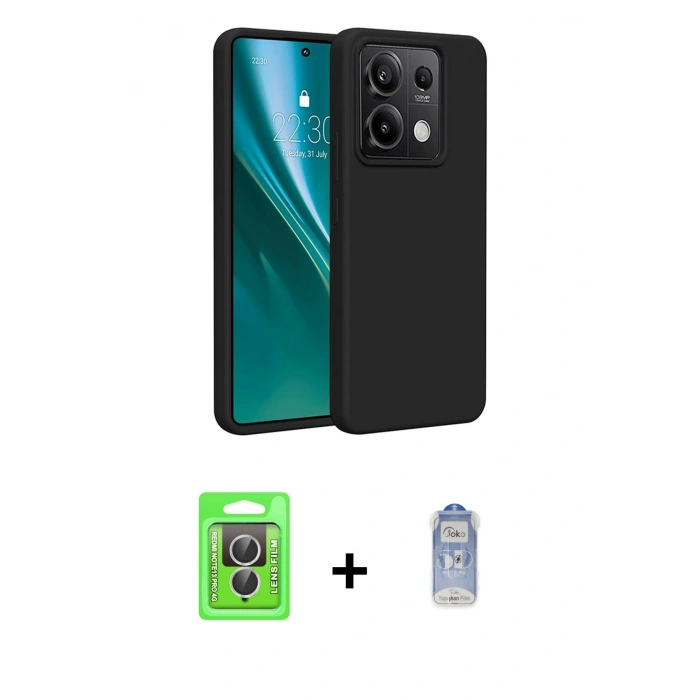 MARSİLYAN™- Redmi Note 13 Pro 4G Kılıf Kozmos Yansıma Özel Seri - Siyah Joko Magic 5D Cam + Raze Metal Kamera Lens - GS