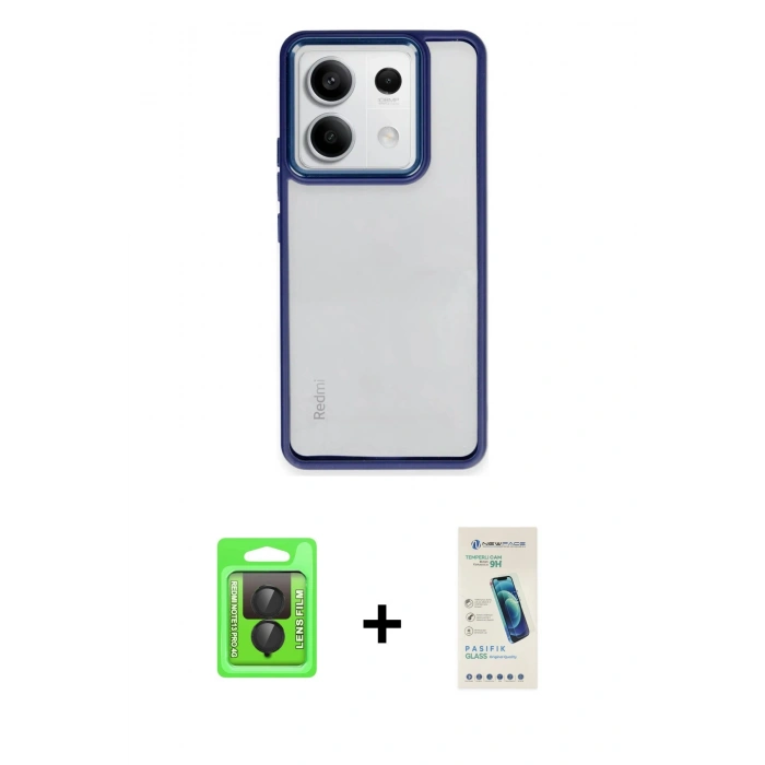 MARSİLYAN™- Redmi Note 13 Pro 4G Kılıf Nova Işık Serisi - Şeffaf Pasifik Cam Ekran Koruyucu + Raze Metal Kamera Lens - SH