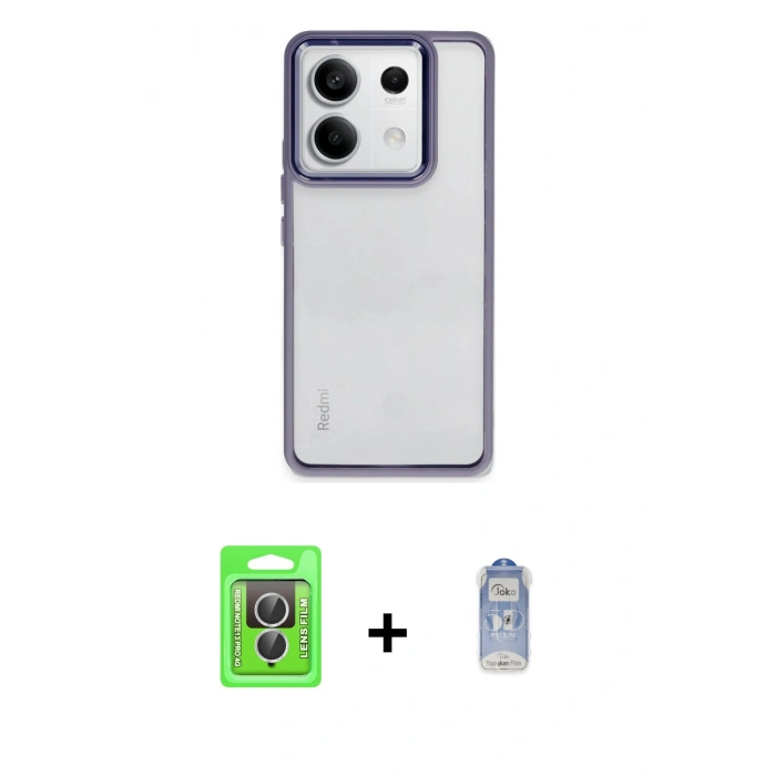 MARSİLYAN™- Redmi Note 13 Pro 4G Kılıf Nova Işık Serisi - Siyah Joko Magic 5D Cam + Raze Metal Kamera Lens - GS