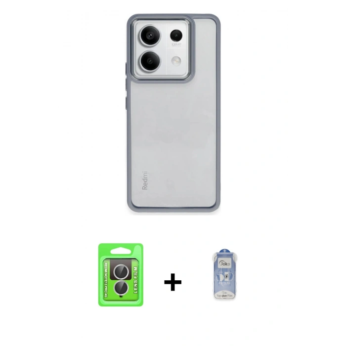 MARSİLYAN™- Redmi Note 13 Pro 4G Kılıf Nova Işık Serisi - Siyah Joko Magic 5D Cam + Raze Metal Kamera Lens - GS