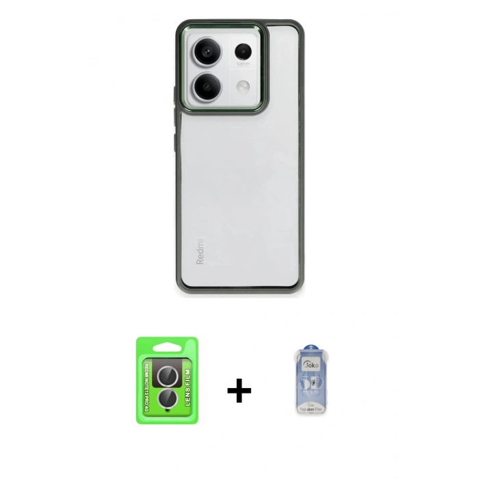 MARSİLYAN™- Redmi Note 13 Pro 4G Kılıf Nova Işık Serisi - Siyah Joko Magic 5D Cam + Raze Metal Kamera Lens - GS