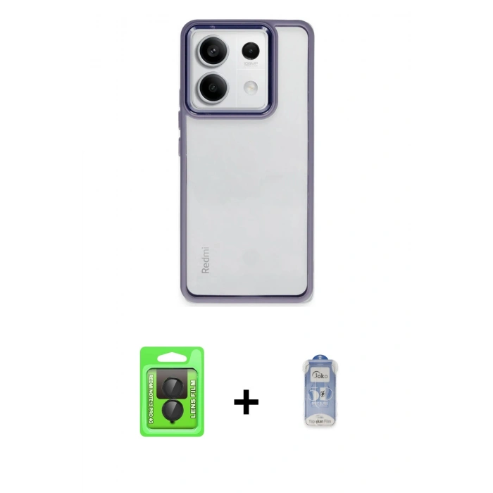 MARSİLYAN™- Redmi Note 13 Pro 4G Kılıf Nova Işık Serisi - Siyah Joko Magic 5D Cam + Raze Metal Kamera Lens - SH