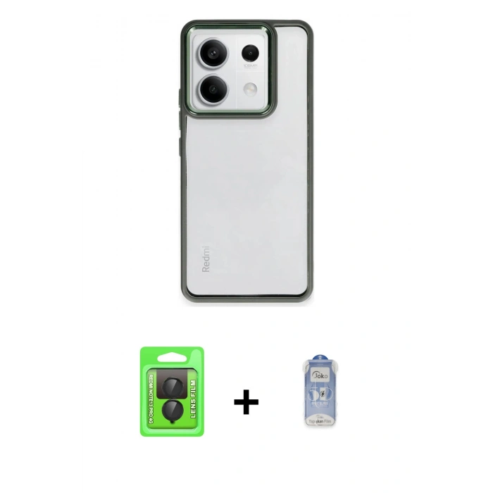 MARSİLYAN™- Redmi Note 13 Pro 4G Kılıf Nova Işık Serisi - Siyah Joko Magic 5D Cam + Raze Metal Kamera Lens - SH
