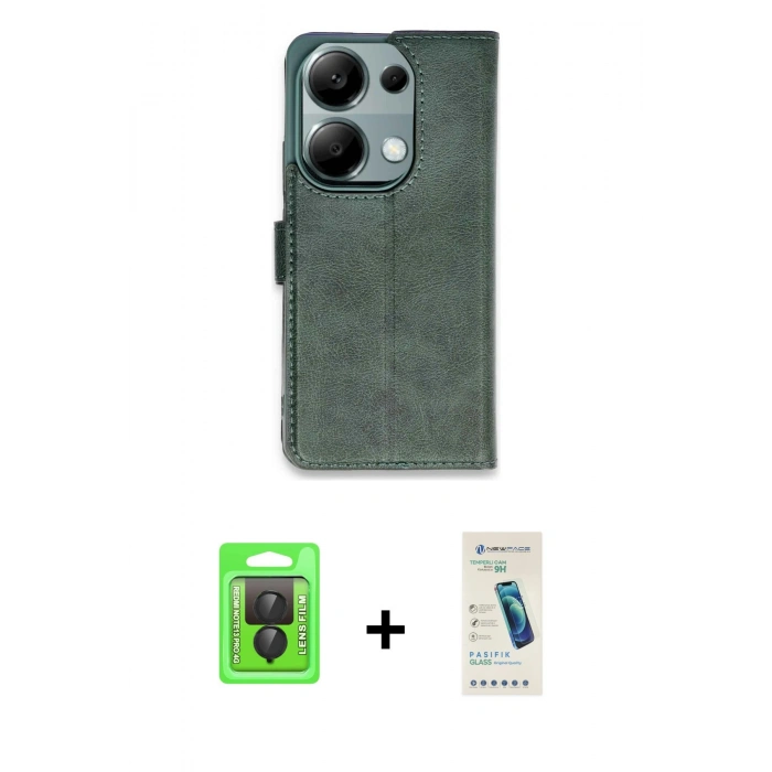 MARSİLYAN™- Redmi Note 13 Pro 4G Kılıf Siluet Işık Serisi - Şeffaf Pasifik Cam Ekran Koruyucu + Raze Metal Kamera Lens - SH