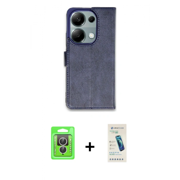 MARSİLYAN™- Redmi Note 13 Pro 4G Kılıf Siluet Işık Serisi - Şeffaf Pasifik Cam Ekran Koruyucu + Raze Metal Kamera Lens - GS