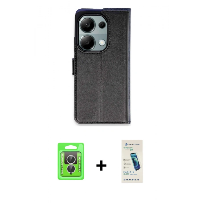MARSİLYAN™- Redmi Note 13 Pro 4G Kılıf Siluet Işık Serisi - Şeffaf Pasifik Cam Ekran Koruyucu + Raze Metal Kamera Lens - GS