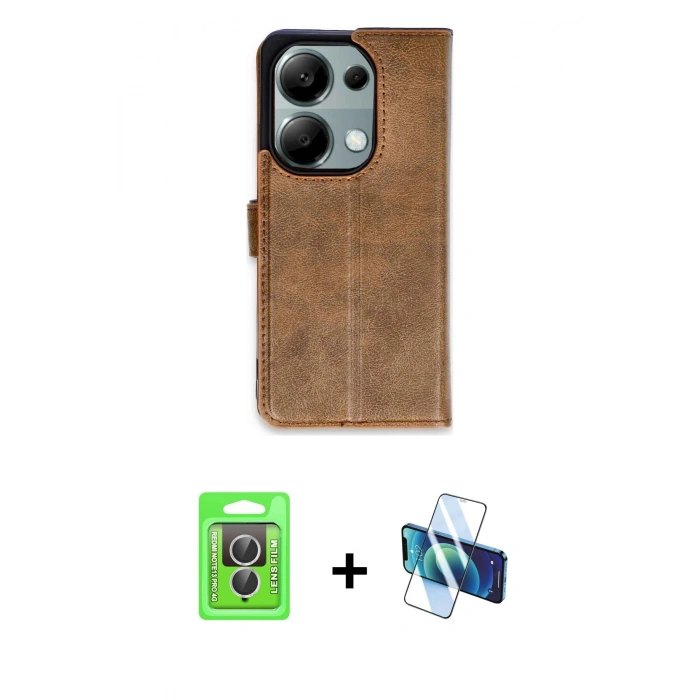 MARSİLYAN™- Redmi Note 13 Pro 4G Kılıf Siluet Işık Serisi - Siyah 3D Antistatik Cam Ekran Koruyucu + Raze Metal Kamera Lens - GS