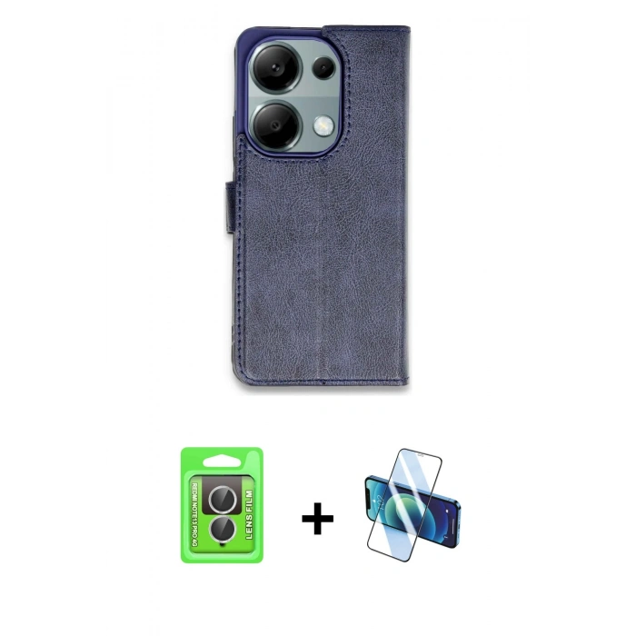MARSİLYAN™- Redmi Note 13 Pro 4G Kılıf Siluet Işık Serisi - Siyah 3D Antistatik Cam Ekran Koruyucu + Raze Metal Kamera Lens - GS