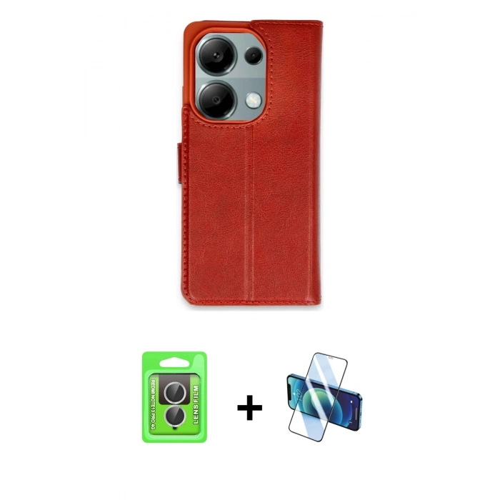 MARSİLYAN™- Redmi Note 13 Pro 4G Kılıf Siluet Işık Serisi - Siyah 3D Antistatik Cam Ekran Koruyucu + Raze Metal Kamera Lens - GS