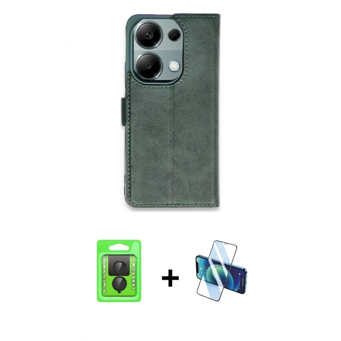 MARSİLYAN™- Redmi Note 13 Pro 4G Kılıf Siluet Işık Serisi - Siyah 3D Antistatik Cam Ekran Koruyucu + Raze Metal Kamera Lens - SH