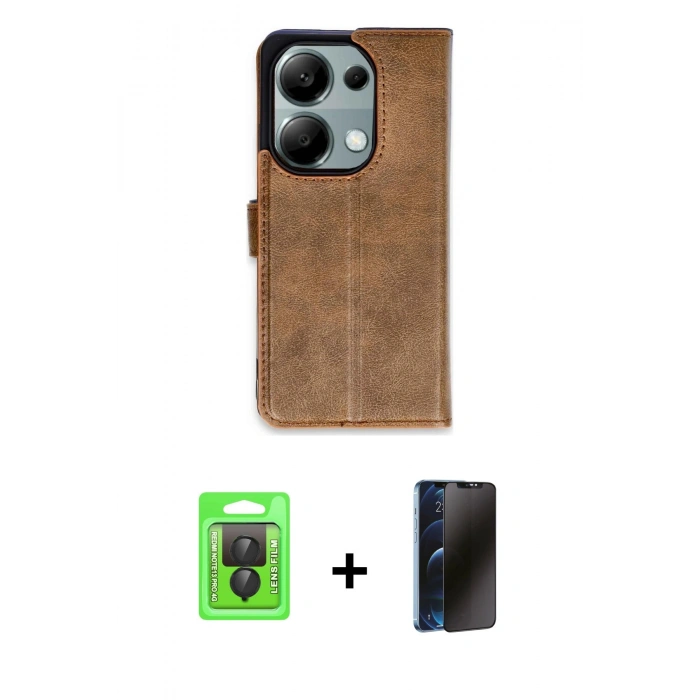 MARSİLYAN™- Redmi Note 13 Pro 4G Kılıf Siluet Işık Serisi - Siyah 3D Antistatik Hayalet Cam Ekran Koruyucu + Raze Metal Kamera Lens - SH