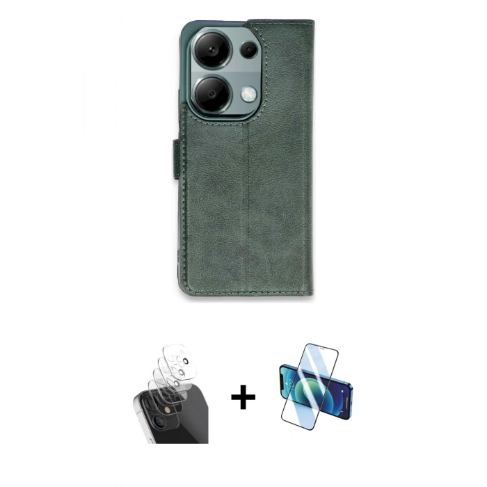 MARSİLYAN™- Redmi Note 13 Pro 4G Kılıf Siluet Işık Serisi - Siyah 3D Antistatik Seramik Nano Ekran Koruyucu + Kamera Lens Koruma Cam - SF
