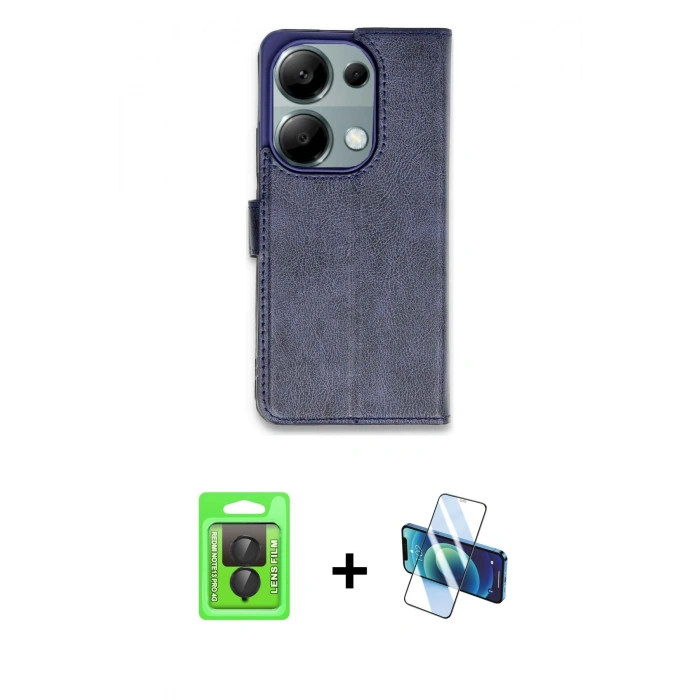 MARSİLYAN™- Redmi Note 13 Pro 4G Kılıf Siluet Işık Serisi - Siyah 3D Antistatik Seramik Nano Ekran Koruyucu + Raze Metal Kamera Lens - SH