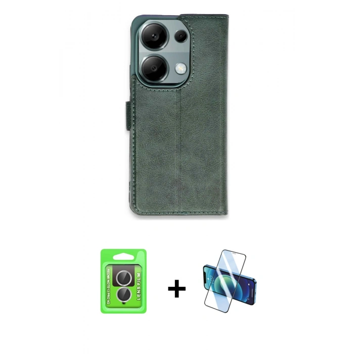 MARSİLYAN™- Redmi Note 13 Pro 4G Kılıf Siluet Işık Serisi - Siyah 3D Antistatik Seramik Nano Ekran Koruyucu + Raze Metal Kamera Lens - GS