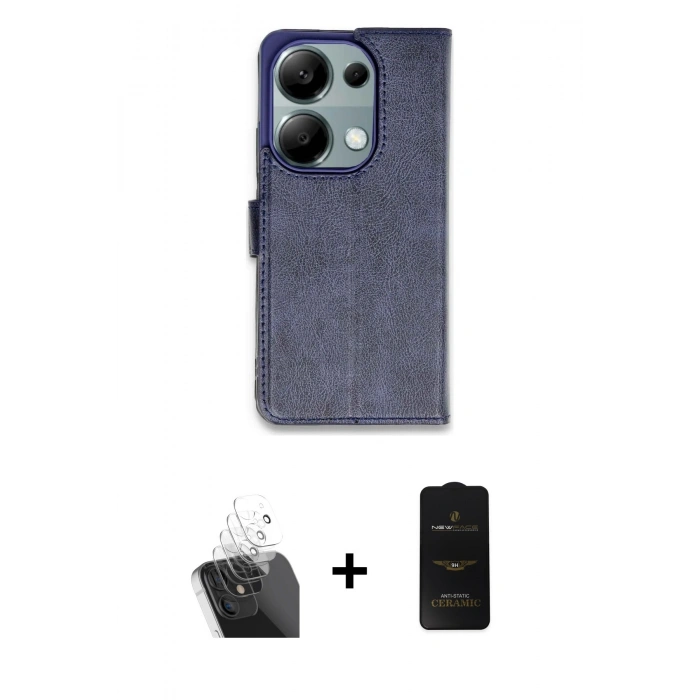 MARSİLYAN™- Redmi Note 13 Pro 4G Kılıf Siluet Işık Serisi - Siyah 6D Antistatik Mat Seramik Hayalet Nano Ekran Koruyucu + Kamera Lens Koruma Cam - SF