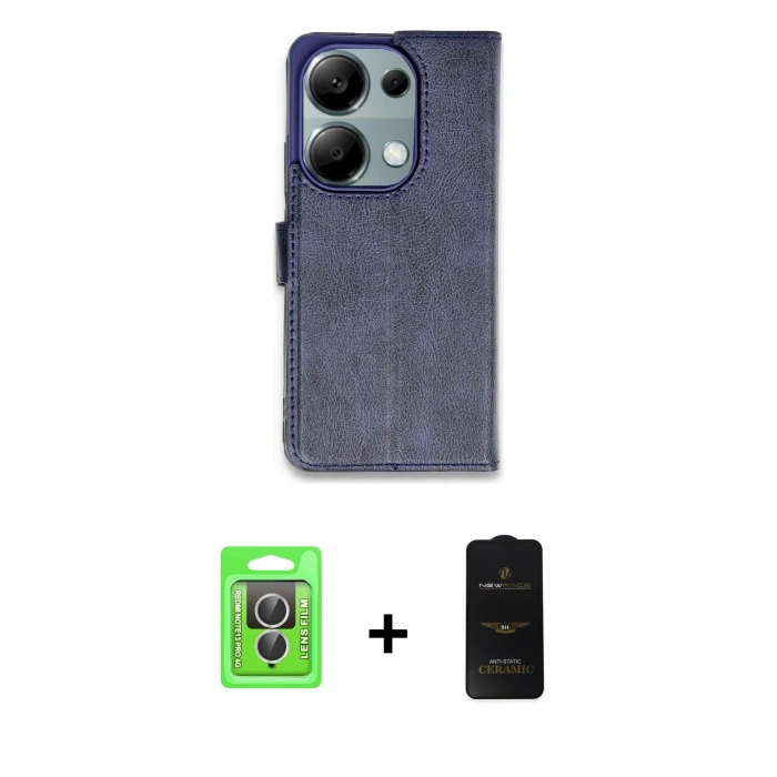 MARSİLYAN™- Redmi Note 13 Pro 4G Kılıf Siluet Işık Serisi - Siyah 6D Antistatik Mat Seramik Hayalet Nano Ekran Koruyucu + Raze Metal Kamera Lens - GS