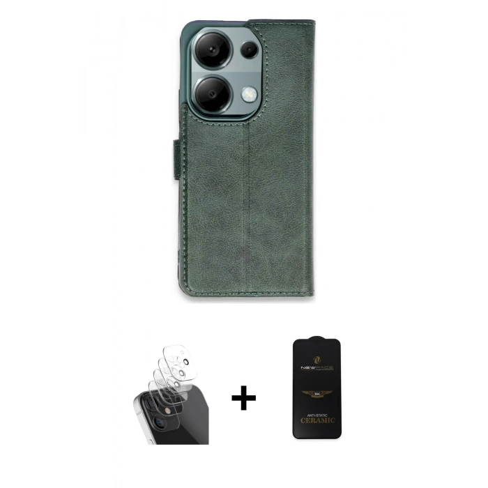 MARSİLYAN™- Redmi Note 13 Pro 4G Kılıf Siluet Işık Serisi - Siyah 6D Antistatik Mat Seramik Hayalet Nano Ekran Koruyucu + Kamera Lens Koruma Cam - SF