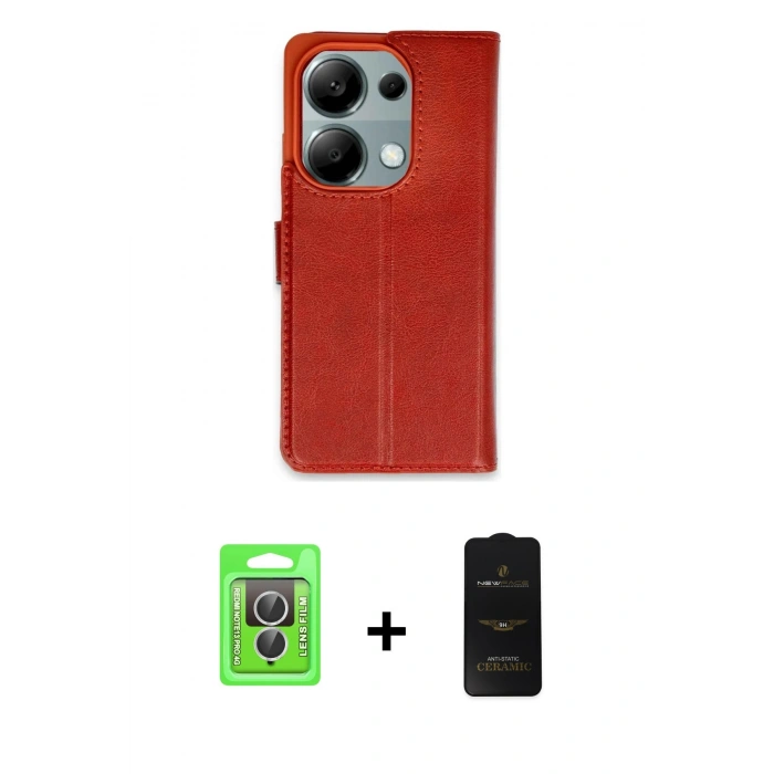 MARSİLYAN™- Redmi Note 13 Pro 4G Kılıf Siluet Işık Serisi - Siyah 6D Antistatik Mat Seramik Hayalet Nano Ekran Koruyucu + Raze Metal Kamera Lens - GS