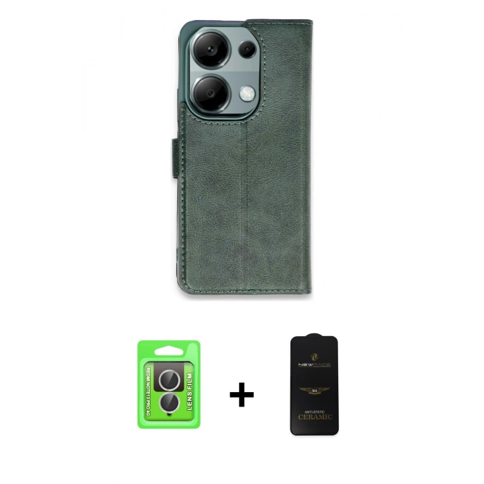 MARSİLYAN™- Redmi Note 13 Pro 4G Kılıf Siluet Işık Serisi - Siyah 6D Antistatik Mat Seramik Hayalet Nano Ekran Koruyucu + Raze Metal Kamera Lens - GS