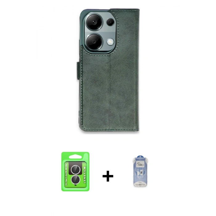 MARSİLYAN™- Redmi Note 13 Pro 4G Kılıf Siluet Işık Serisi - Siyah Joko Magic 5D Cam + Gümüş Raze Metal Kamera Lens