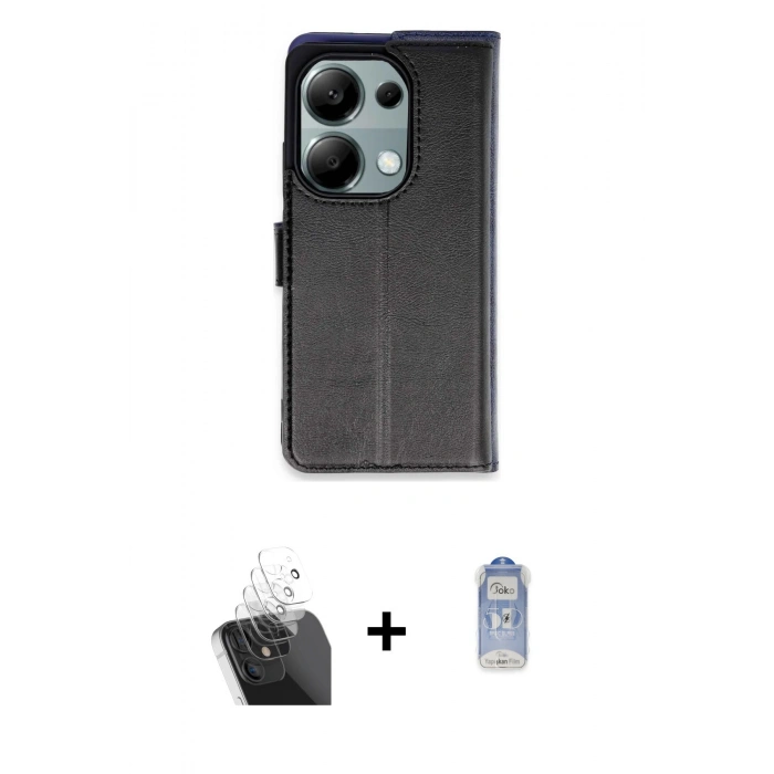MARSİLYAN™- Redmi Note 13 Pro 4G Kılıf Siluet Işık Serisi - Siyah Joko Magic 5D Cam + Kamera Lens Koruma Cam - SF