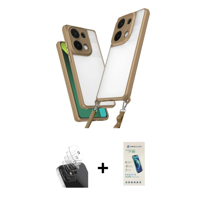 MARSİLYAN™- Redmi Note 13 Pro 4G Kılıf Ufuk Klasik - Şeffaf Pasifik Cam Ekran Koruyucu + Kamera Lens Koruma Cam - SF
