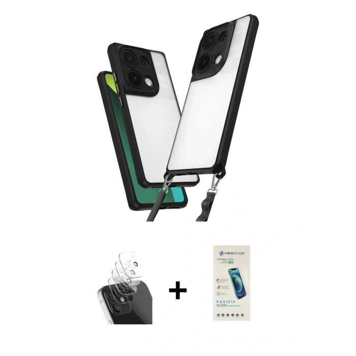 MARSİLYAN™- Redmi Note 13 Pro 4G Kılıf Ufuk Klasik - Şeffaf Pasifik Cam Ekran Koruyucu + Kamera Lens Koruma Cam - SF