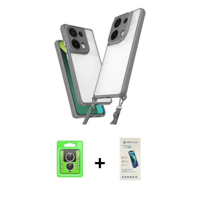 MARSİLYAN™- Redmi Note 13 Pro 4G Kılıf Ufuk Klasik - Şeffaf Pasifik Cam Ekran Koruyucu + Raze Metal Kamera Lens - GS