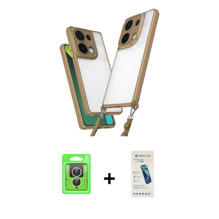 MARSİLYAN™- Redmi Note 13 Pro 4G Kılıf Ufuk Klasik - Şeffaf Pasifik Cam Ekran Koruyucu + Raze Metal Kamera Lens - GS