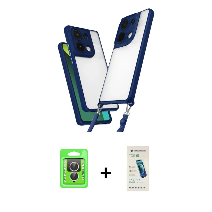 MARSİLYAN™- Redmi Note 13 Pro 4G Kılıf Ufuk Klasik - Şeffaf Pasifik Cam Ekran Koruyucu + Raze Metal Kamera Lens - GS