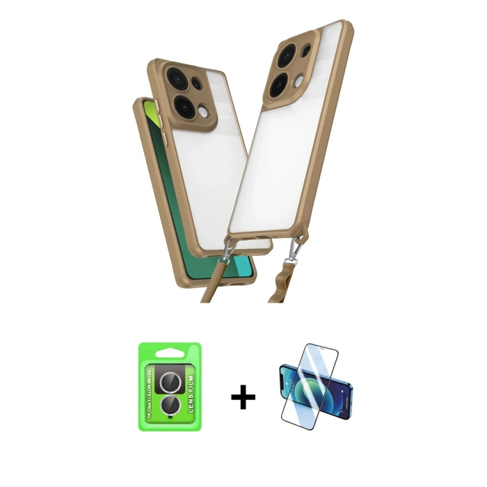 MARSİLYAN™- Redmi Note 13 Pro 4G Kılıf Ufuk Klasik - Siyah 3D Antistatik Cam Ekran Koruyucu + Raze Metal Kamera Lens - GS