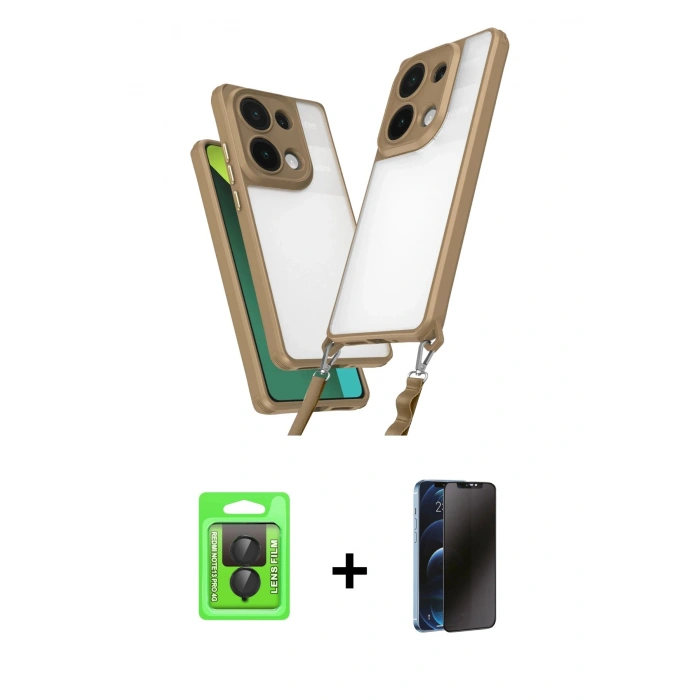 MARSİLYAN™- Redmi Note 13 Pro 4G Kılıf Ufuk Klasik - Siyah 3D Antistatik Hayalet Cam Ekran Koruyucu + Raze Metal Kamera Lens - SH