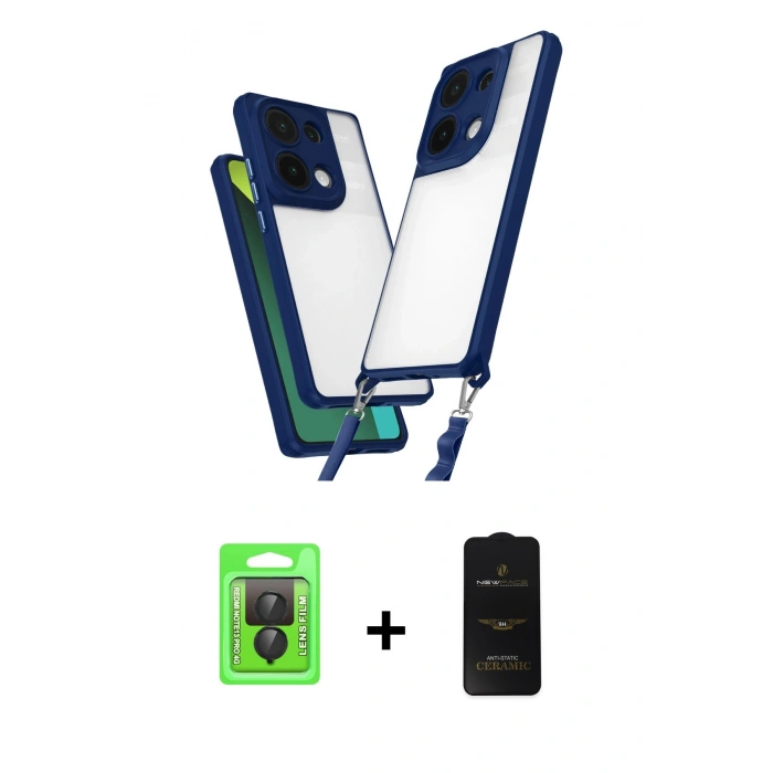 MARSİLYAN™- Redmi Note 13 Pro 4G Kılıf Ufuk Klasik - Siyah 6D Antistatik Mat Seramik Hayalet Nano Ekran Koruyucu + Raze Metal Kamera Lens - SH